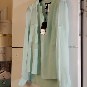 mint green bcbg silk blouse